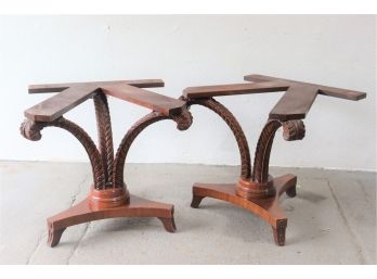 Bases Loaded Pair Of Spectacular Table Bases - Scrolling Fern Leg And Split X  Brace (this Lot Bases Only)