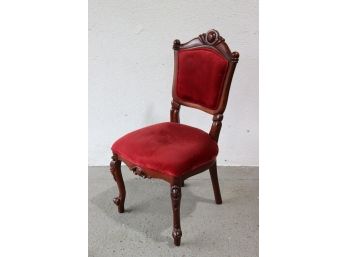 Red Velvet Cake Parlor Chair Revisited - Baroque Style Dark Walnut Accent Chair