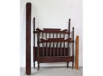Stacked Ball Spindle Four Poster - Dark Mahogany, Twin Size (one Caster Missing)
