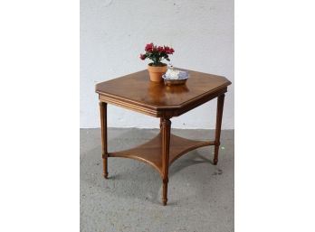 Elegant John Widdicomb & Co. Side Occasional Table - Marquetry Top And Star Under Tier
