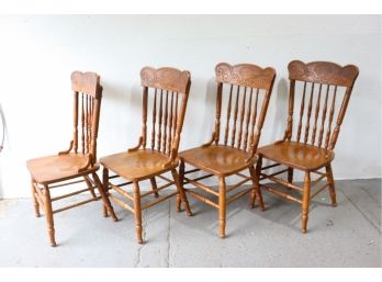 Four Spindle Splat Back Dining Chairs