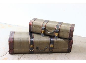 Vintage Luggage Faux Snakeskin And Leather - One Large One Medium