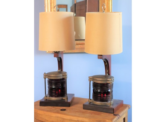 Pair Of Ship Light Mounted As Lamps