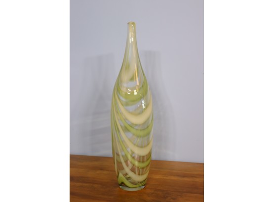 Mid Century Art Glass Vase -(Green)