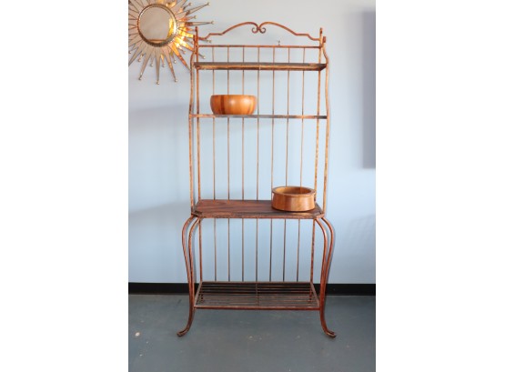 Rustic Bakers Rack With One Wooden Shelf