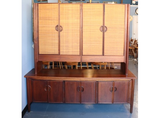 MCM Walnut And Cane Cabinet