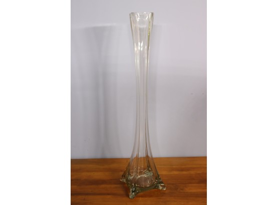 MCM Tall Fluted Vase -Vintage Clear Glass