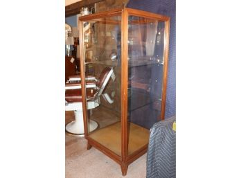 Large Vintage Glass & Wood Frame Display Cabinet