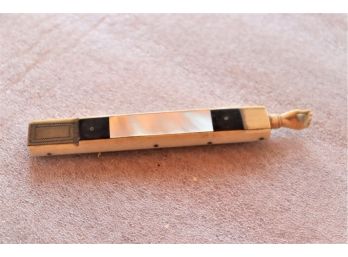 Vintage Cute-Crafted Extra Hand Pen Case - Mother Of Pearl, Ebony, Engraved Bronze, And Ivory