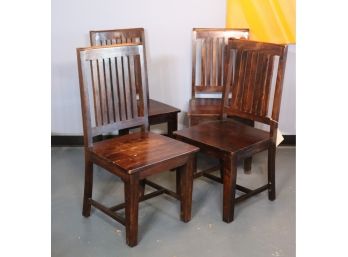Set Of Four(4) Modern Honey Wooden Dining Chairs
