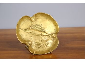 Stunning Cast Bronze Sailfish Bas-Relief Decorative Dish (using This As Ashtray Would Be Criminal)