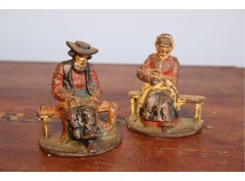 Pair Of Cast Iron Amish Man & Woman Book Ends