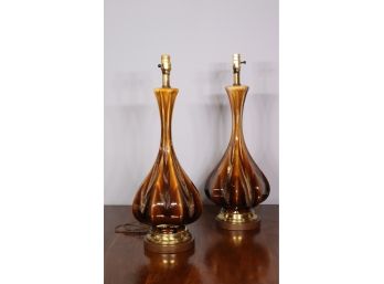 Pair Of Mid Century Italian Porcelain Lamps