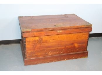 Vintage GW Ramsay Wooden Bread/Pastry Crate - Brass Fittings And Classic Through Dovetail - No Hinges For Top