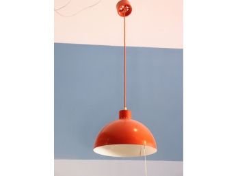 Modernist Red Dome Hanging Pendant-All Original Hardware