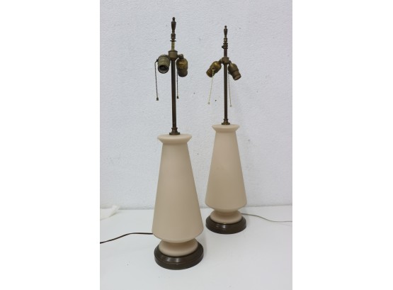 Two Vintage MCM Warren Kessler Two Bulb Table Lamps