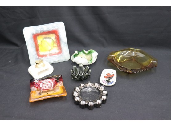 Group Lot Of Eclectic Small Objects - Mostly Glass With 1 Poercelain And 1 Marble