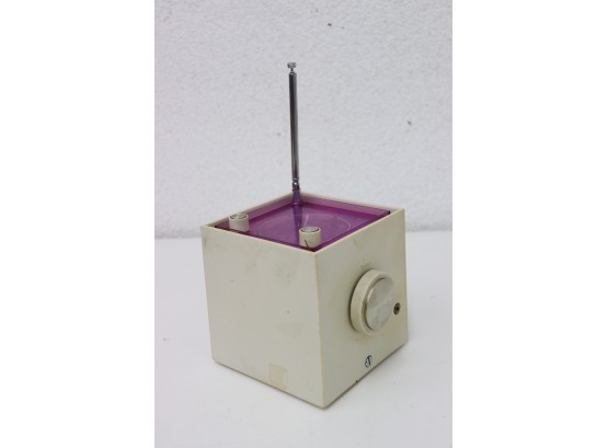 White/Purple Cube Concept Plus Video Voice TV Sound & Radio Receiver - TV1, TV2, FM - Battery Operated