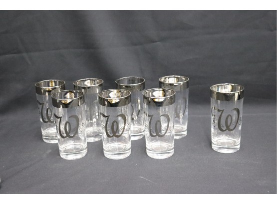 8 Highball Glasses With W Monogram