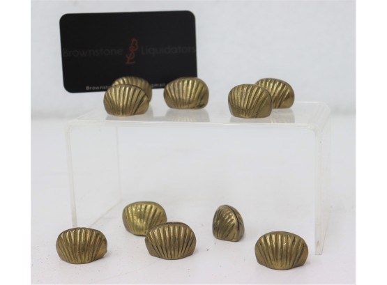 10 Brass Clamshell Place Card Holders