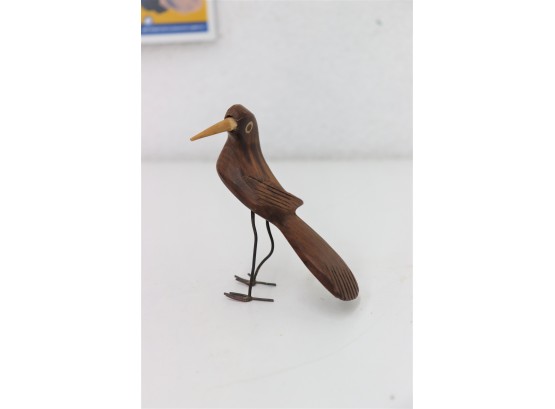 Carved Wood And Bent Wire Shore Bird Figurine