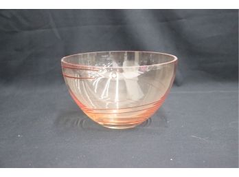 Coral Swirl Stripe Art Glass Bowl By Tarnowiec