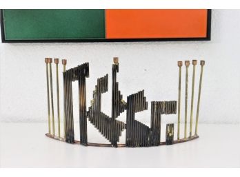 Brutalist Style Copper And Brass Menorah