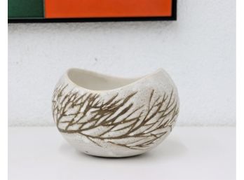 Artisan Pottery Twisted Ovoid Bowl With Tree And Branch Pattern