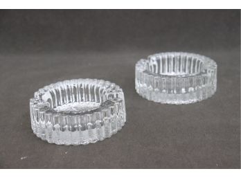 Two Ribbed And Pebbled Glass Ashtrays