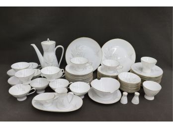 Large Grouping (incomplete Set) Of Vintage Rosenthal Plateware - Gold Rim On White With Leaf Motif