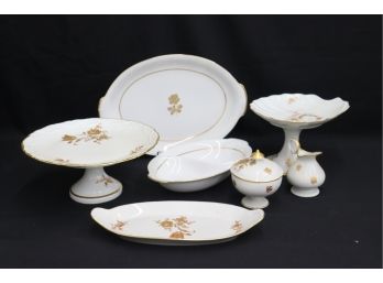 Group Lot Mixed Maker White And Gold Porcelain Serving Pieces