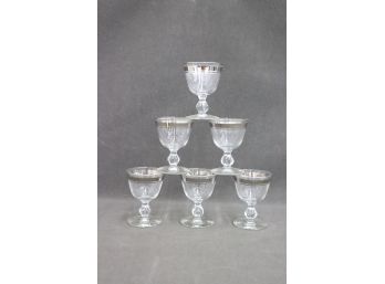6 MCM Double Silver Rim Cocktail Glasses