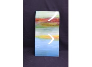 Wavy Colored Art Glass Wall Panel - Mounting Brackets Attached