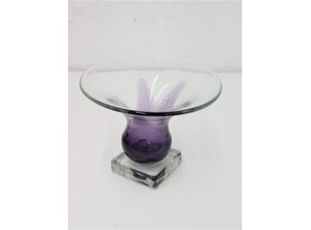 Purple To Clear Wide Flare Vase On Square Base