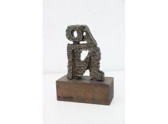 Semi-Abstract Thinker Brutalist Style Statuette By F. Maud