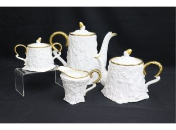 Coffee Pot, Tea Pot, Creamer And Sugar Set: Old English Oak Royal Stafford Finest Bone China