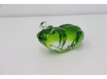 3lime Green To Clear Blown Glass Frog