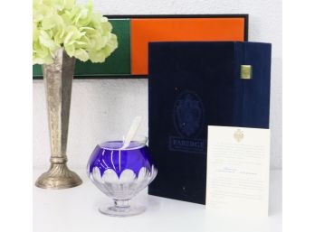 Faberge Crystal Caviar Service - Cobalt Blue And Clear - With Presentation Box