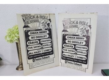 TWO Early 1970s Concert Posters - Chuck Berry, Bo Diddley Richard Nader's Rock & Roll Revival