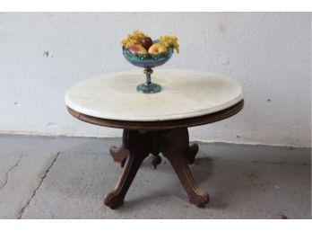 Oval Marble Top Occasional Table With Double Spread Eagle Base