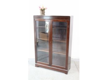 Art Deco Style Vitrine Bookcase With Double Glass Doors-2 Of 2