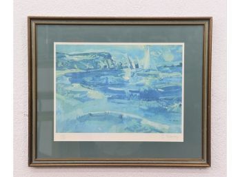 Limited Edition Print Coastal Sailing Scene By Paul Braudey, Numbered And Signed