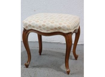 Upholstered Vanity Stool/Small Bench - Reeded Cabriole Leg With Scroll Feet