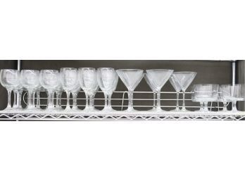 Red, White, And Martini: Shelf Lot Of Wine & Cocktail Glasses