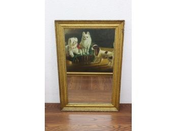 Framed Trumeau Mirror Featuring King Charles And Two Queens In A Basket