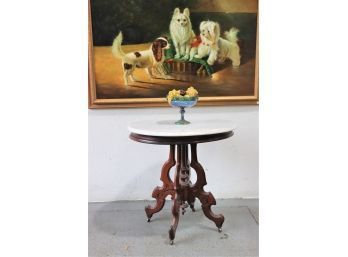 2 Of 2 Vintage Beveled Marble Frank Tibbets Center Table On Walnut Base With Original Shipping Tag