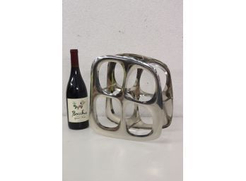 Organic Design Polished Metal Four Bottle Wine Rack
