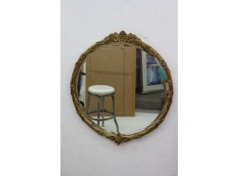 Beveled Circle Mirror In Gilt Style Acanthus And Rose Frame