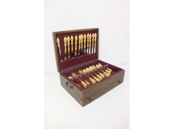 Box Set Oneida Community Series Artistry Pattern (1965) Gold Electroplated Stainless Flatware (incomplete)