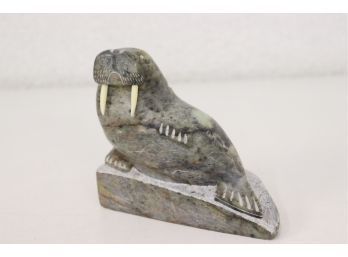 First Nations Inuit Artisan Stone Walrus Carving